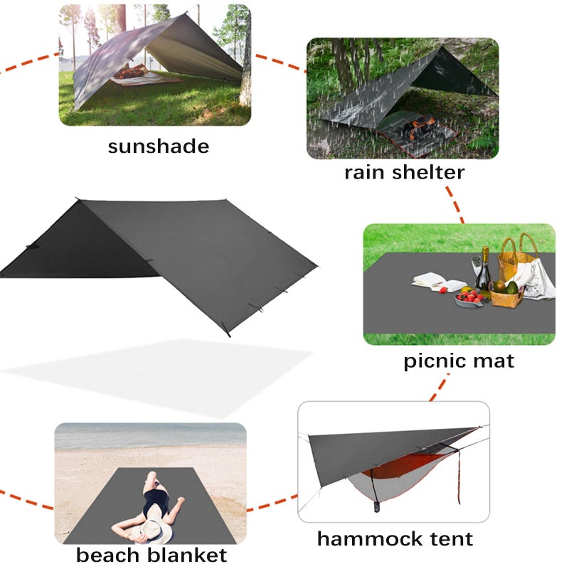KALINCO 13X16.5FT Tent Tarp, Picnic Mat Camping Tarp Tent Hammock Tarp, pu Waterproof Camping tarp Tent Rain Fly Picnic Mat Survival Shelter Sunshade - Image 3